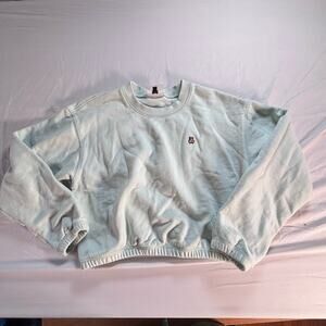 teddy fresh classic fleece cut off crewneck size m light blue green